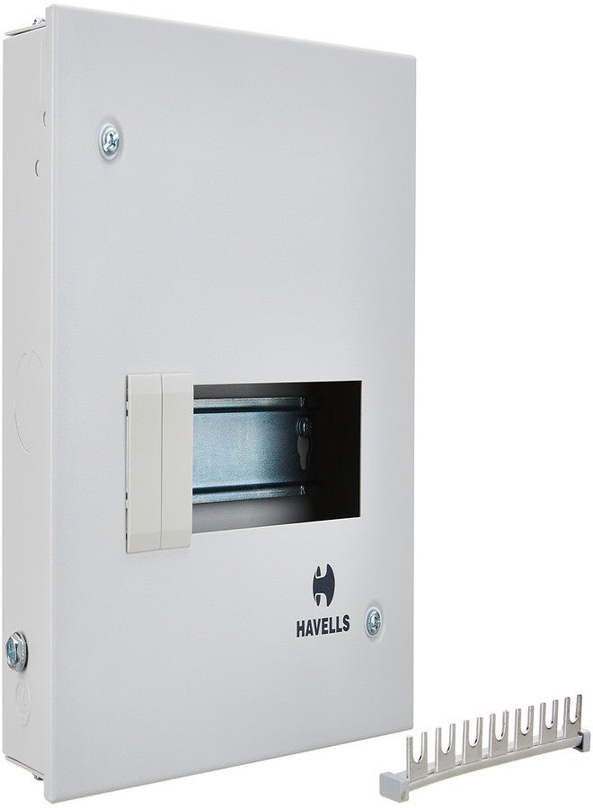 Havells Utility DB SPN SD QVE RG 8W Metal Single Door Distribution Board (Grey)